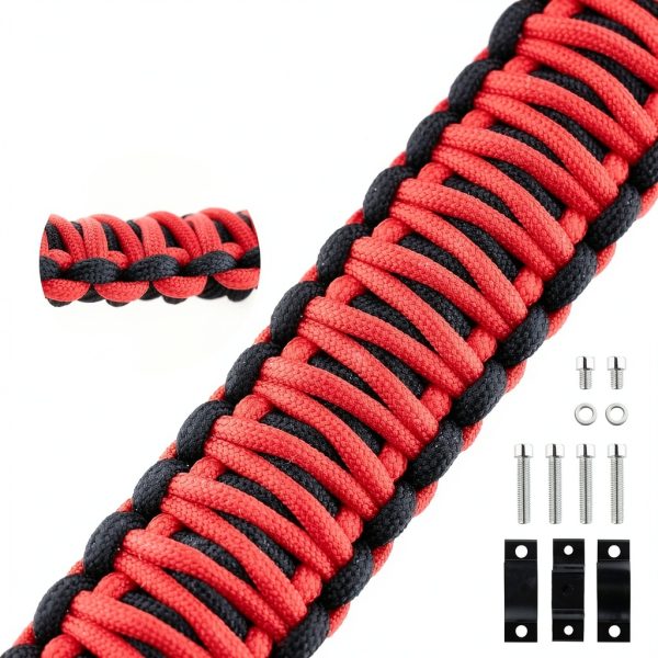 ATV Grab Strap GOLPEW Thick Paracord Clip Red-1