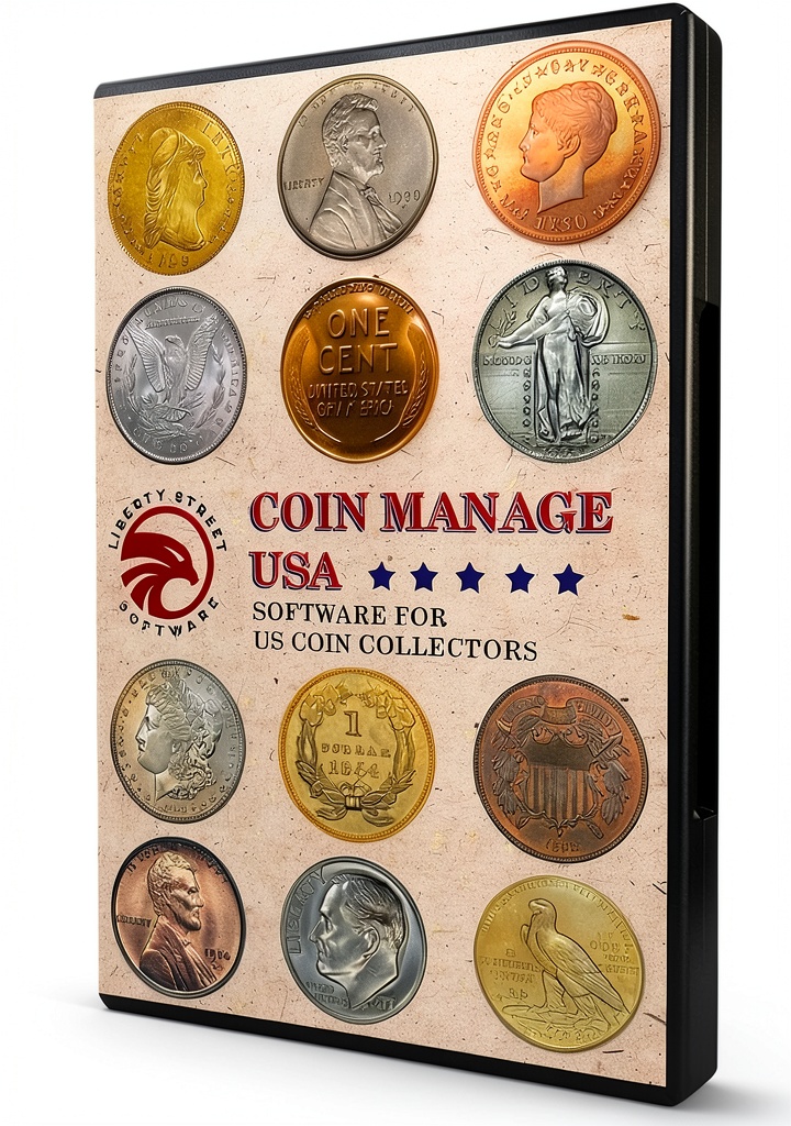 CoinManage software interface showing coin database