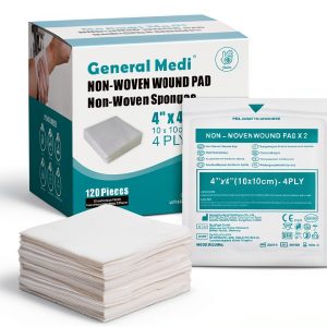 AOSI Sterile Non-Woven Gauze Pads 4‑Ply 4x4in 60 Pack Wound Dressing-0