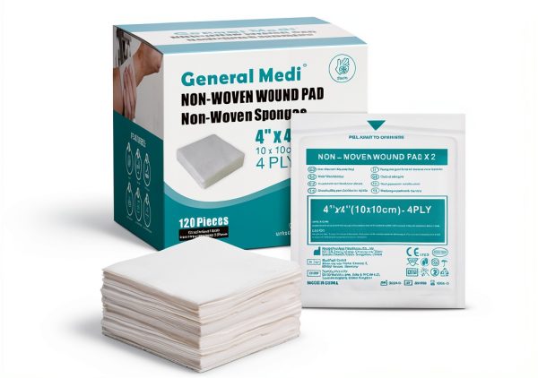 AOSI Sterile Non-Woven Gauze Pads 4‑Ply 4x4in 60 Pack Wound Dressing-0