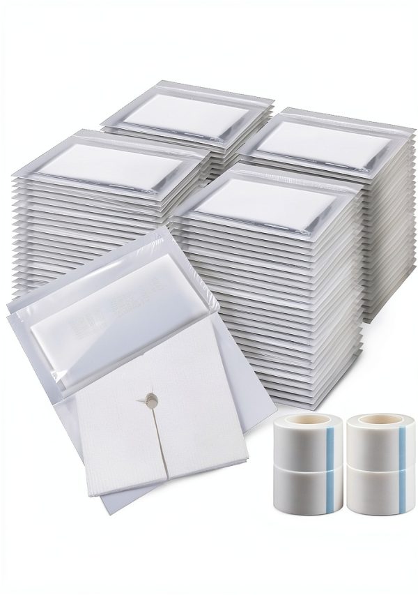 Timgle Split Gauze Sponge 100 Pack with Tape 2x2 Inch Sterile-0