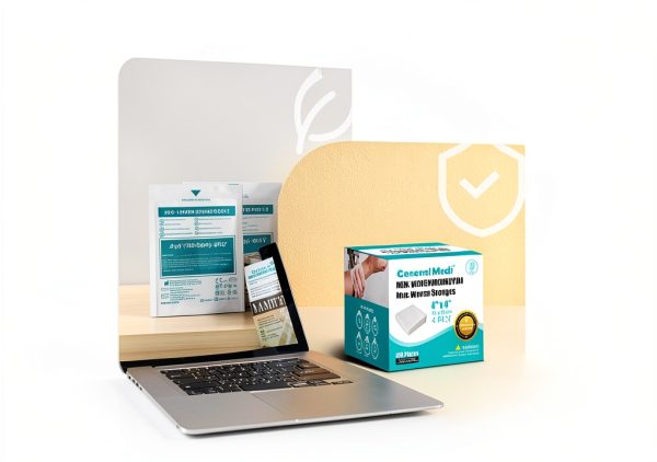 AOSI Sterile Non-Woven Gauze Pads 4‑Ply 4x4in 60 Pack Wound Dressing-5