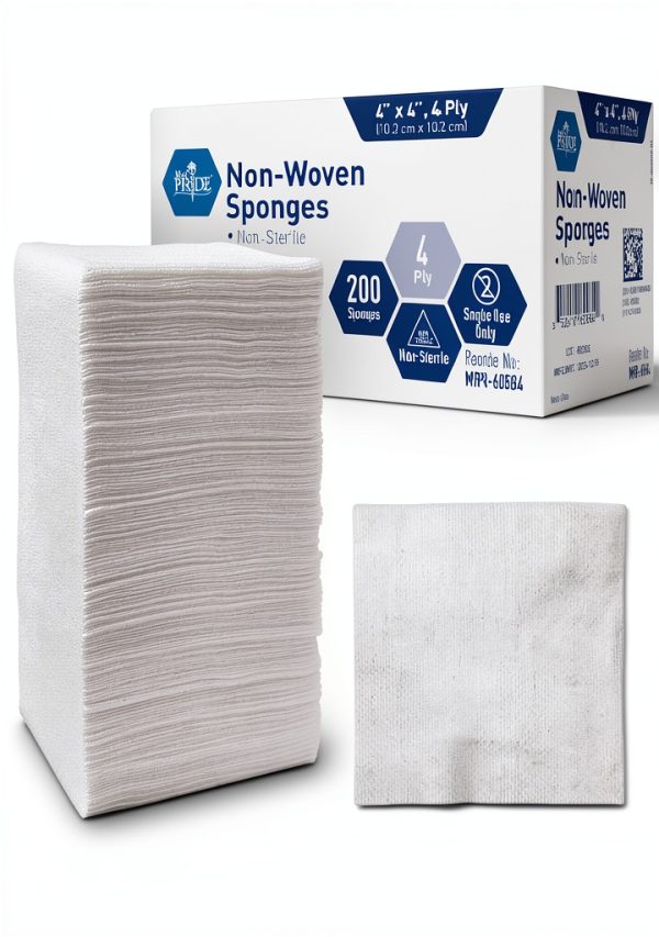 MED PRIDE Non Woven Surgical Sponges 200 Pack 4x4 4 Ply Gauze-0