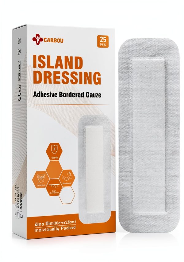 Carbou Island Dressing Gauze 4x10 Non Stick Water Resist Border-0